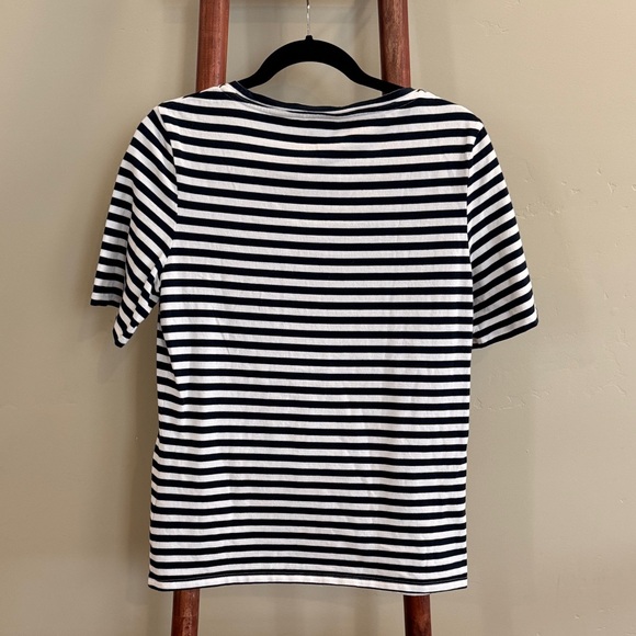 AG Adriano Goldschmied Navy and White Striped Tee - Picture 4 of 4